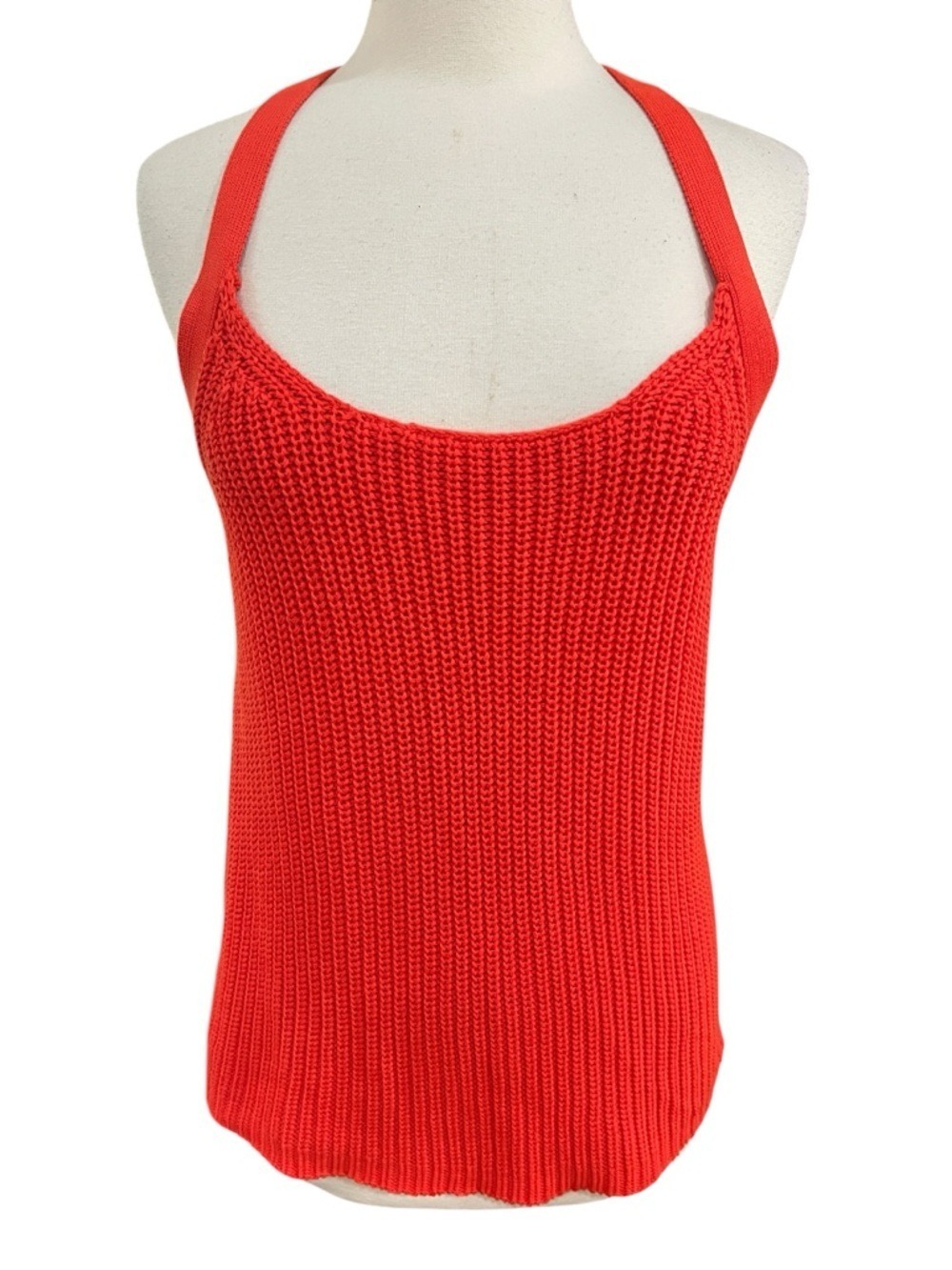 Trina Turk Channel Knit Racerback Tank Top SZ L Red
